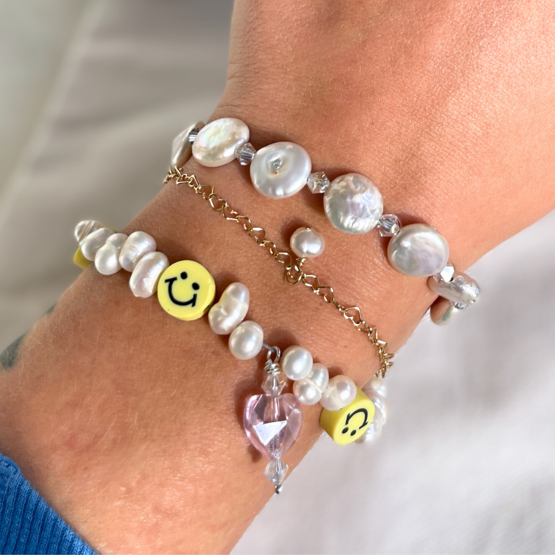 Smiley Face Bracelet with Heart Charm