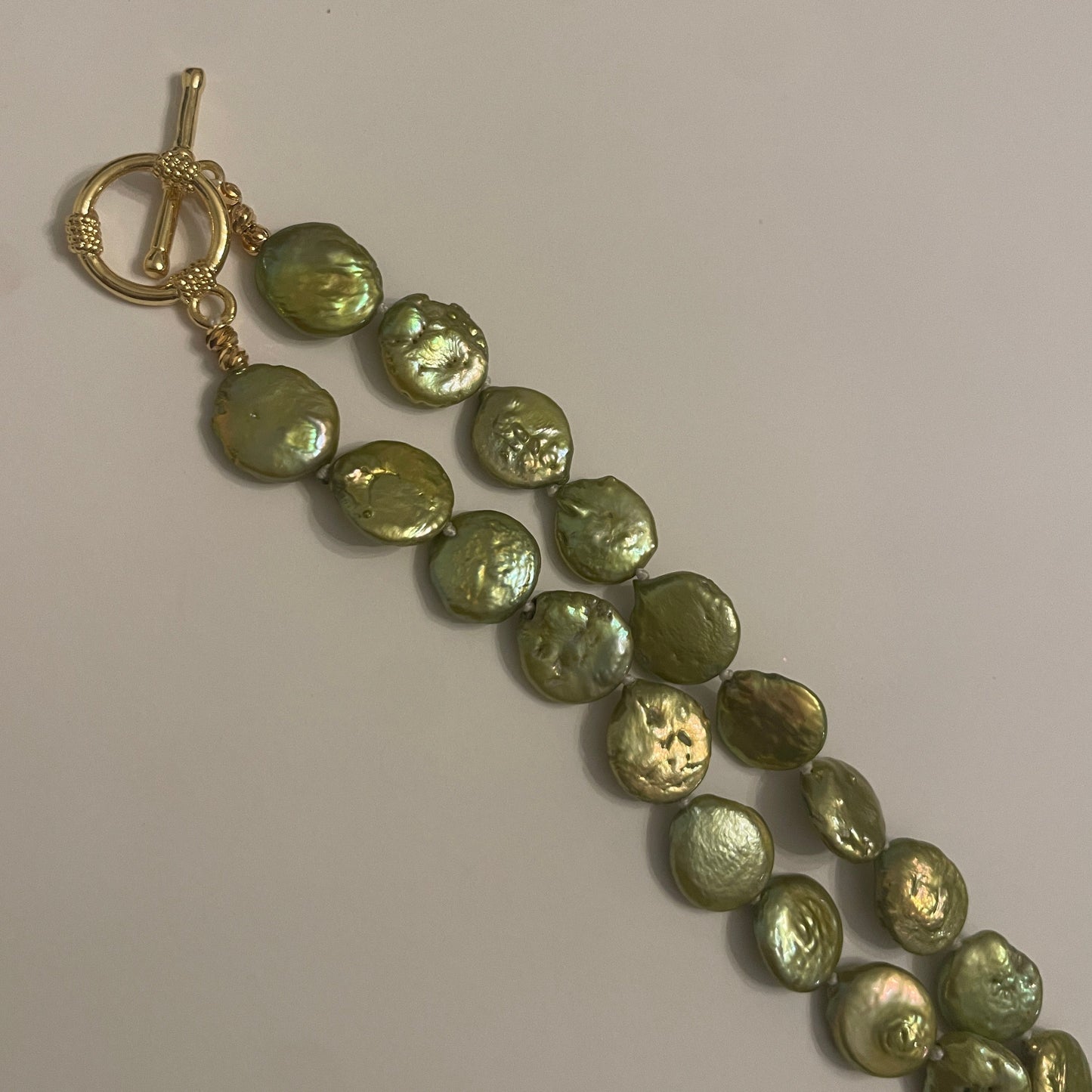 Green Coin Pearl Necklace