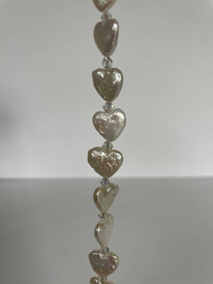 Heart Bracelet - Heart Pearl Bracelet with Sparkles
