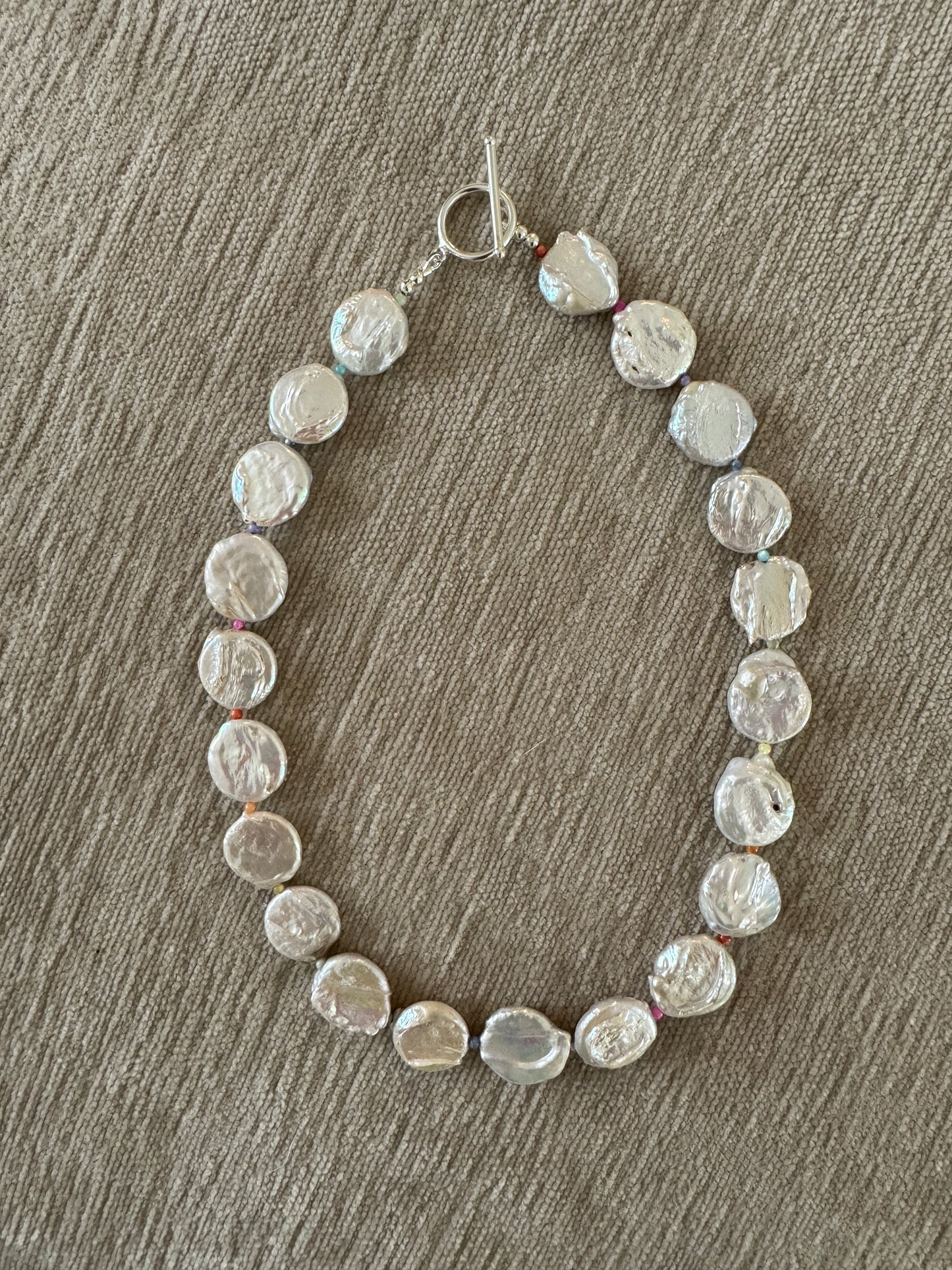 Rainbow Coin Pearl Necklace