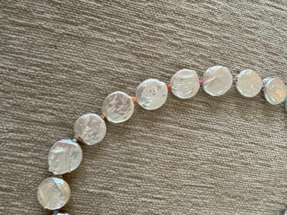 Rainbow Coin Pearl Necklace