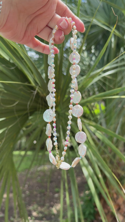Small Pearl Rainbow Necklace